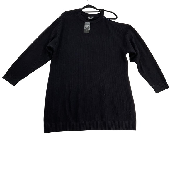 City Chic Dresses & Skirts - City Chic Black Ribbed Cold Shoulder Sweater Dress Plus Size L/20